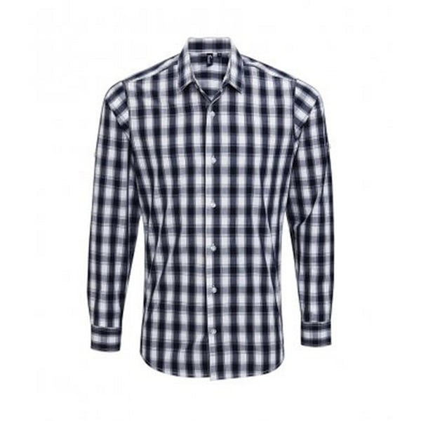 Premier Herr Mulligan Check Långärmad Skjorta M Vit/Marinblå White/Navy M