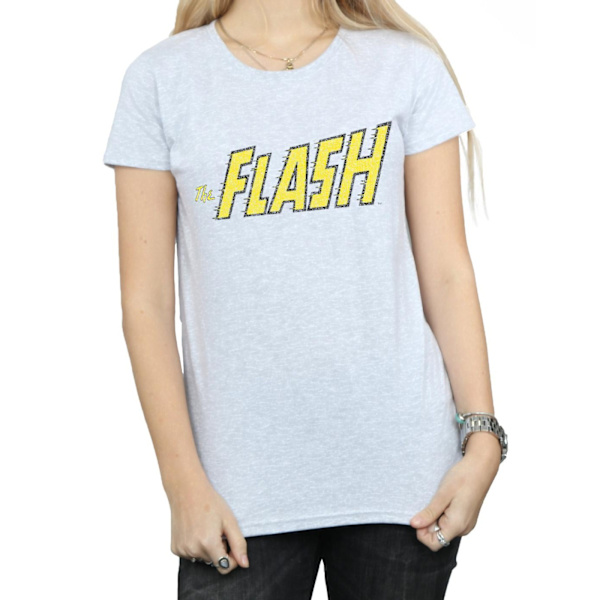 DC Comics Dam/Kvinnor Flash Crackle Logo Bomull T-shirt XXL S Sports Grey XXL