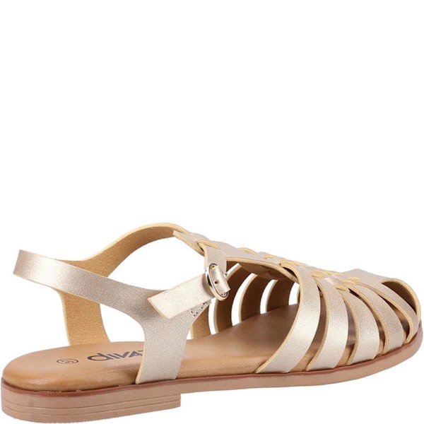 Divaz Dam/Dam Gracie Sandaler 5 UK Guld Gold 5 UK