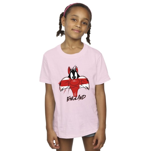 Looney Tunes Girls Sylvester England Face Bomull T-shirt 9-11 år Baby Pink 9-11 Years