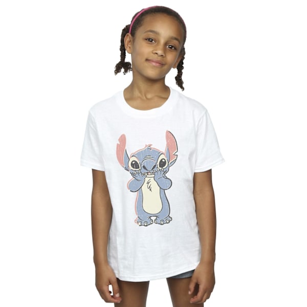 Disney Girls Lilo And Stitch Big Print Bomull T-Shirt 3-4 År White 3-4 Years