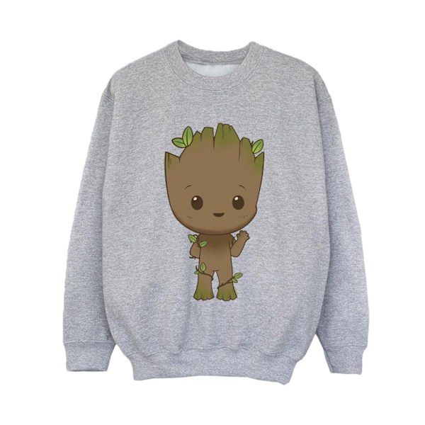 Marvel Boys I Am Groot Chibi Wave Pose Sweatshirt 7-8 År Spo Sports Grey 7-8 Years