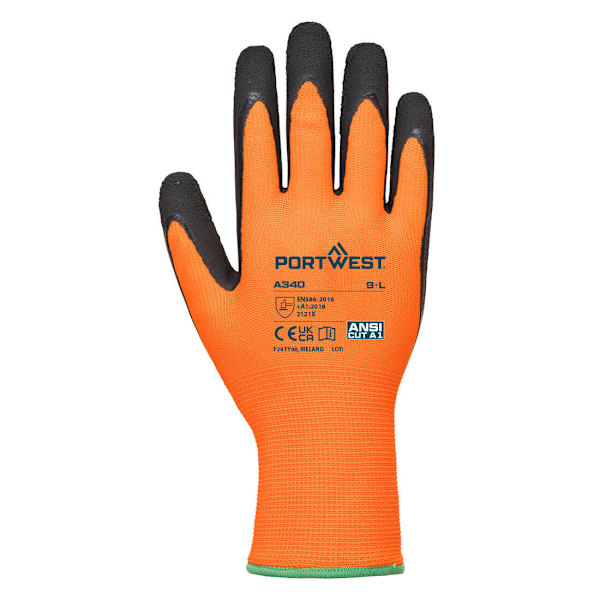 Portwest A340 Varsel Latex Grip Handskar XL Orange/Svart Orange/Black XL