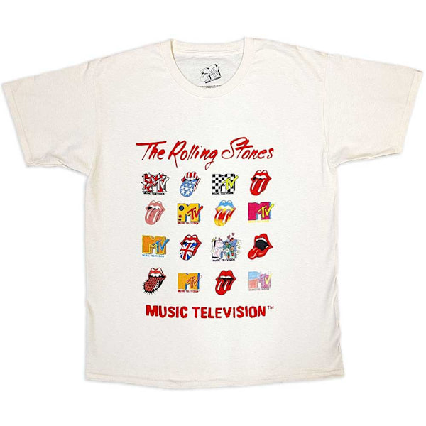 MTV Unisex Adult Mashup Rolling Stones Logo T-Shirt XXL Naturlig Natural XXL