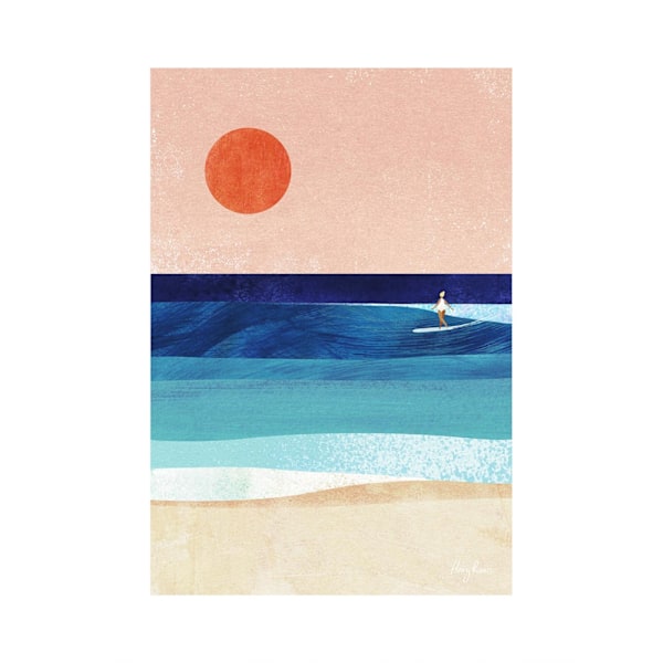 Henry Rivers Surf Girl Pappersutskrift 50cm x 40cm Flerfärgad Multicoloured 50cm x 40cm