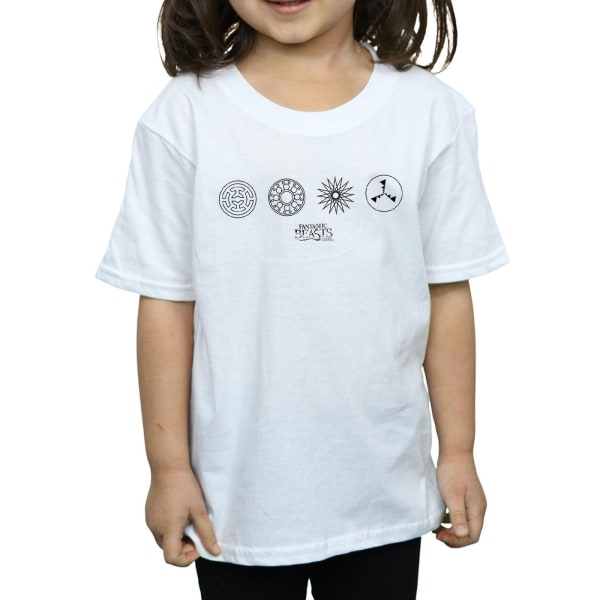 Fantastic Beasts Girls Circular Icons T-shirt i bomull 5-6 år White 5-6 Years