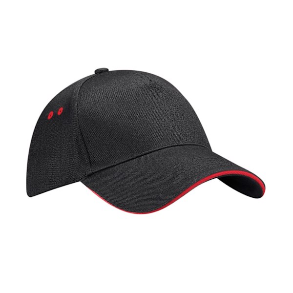 Beechfield 5 Panel Sandwich Peak Baseball Cap One Size Svart/Klassisk Röd Black/Classic Red One Size