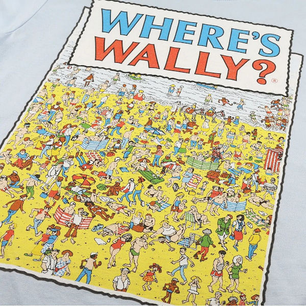 Var är Wally? Herr T-shirt för stranden M Himmelsblå Sky Blue M