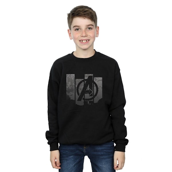 Marvel Boys Avengers Endgame Panel Logo Sweatshirt 7-8 år Blå Black 7-8 Years