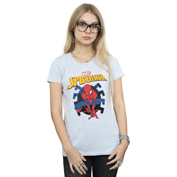 Marvel Dam/Dam Spider-Man Web Shooting Emblem Logotyp Bomull Sports Grey L