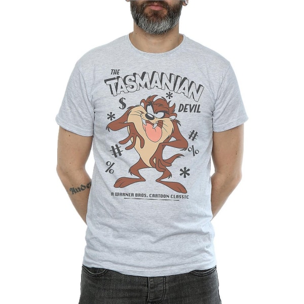 Looney Tunes Herr Tasmanian Devil Vintage T-shirt XL Sports Gre Sports Grey XL