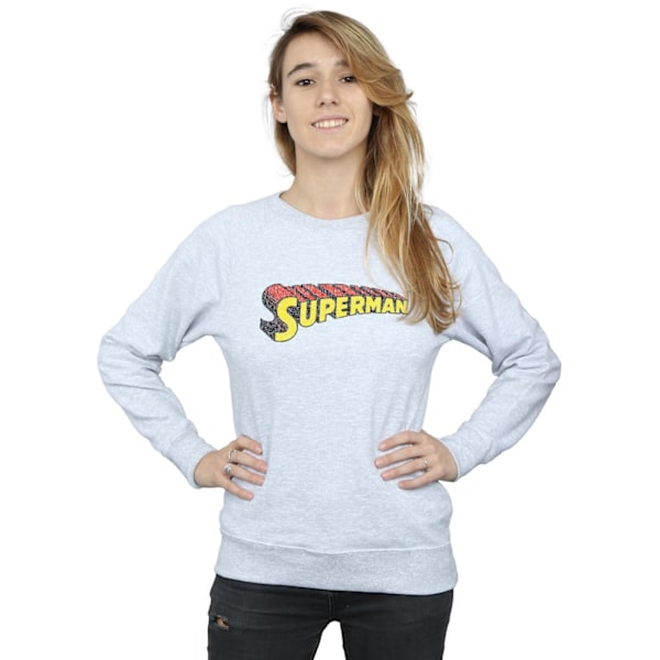 DC Comics Dam/Kvinnor Superman Teleskopisk Crackle Logo Sweatshirt Heather Grey M