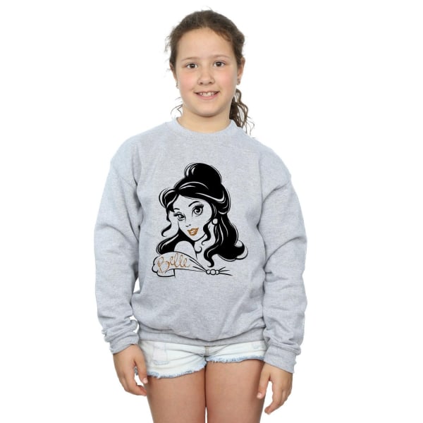 Disney Princess Girls Belle Sparkle Sweatshirt 12-13 år Spor Sports Grey 12-13 Years