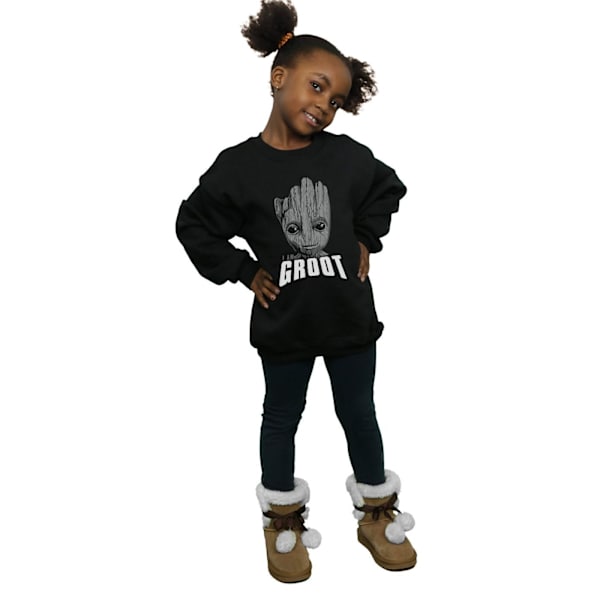 Marvel Girls Guardians Of The Galaxy Groot Face Sweatshirt 9-11 Black 9-11 Years