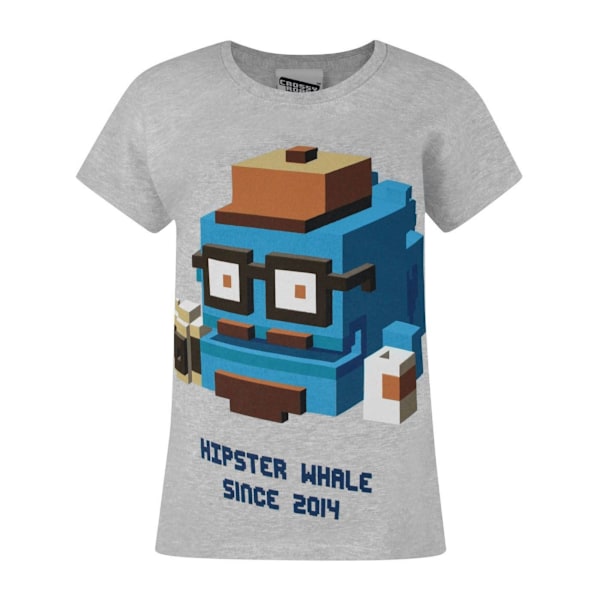 Crossy Road Barn/Pojkar Officiell Hipster Whale T-Shirt År Light Grey Years (12/13)