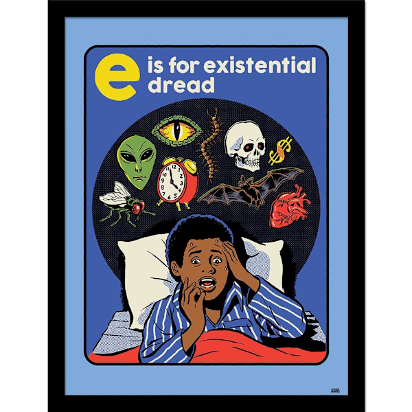 Steven Rhodes Existential Dread Inramad Affisch 40cm x 30cm Blå Blue 40cm x 30cm