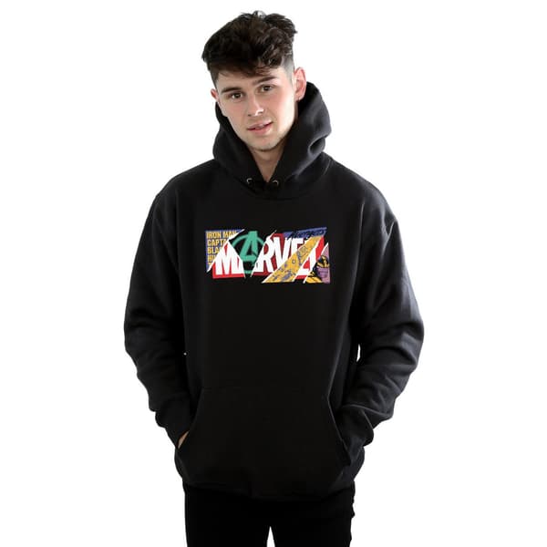 Marvel Herr Collage Logotyp Huvtröja 4XL Svart Black 4XL