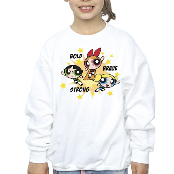 Powerpuffpinglorna Flickor Djärva Modiga Starka Sweatshirt 3-4 År White 3-4 Years