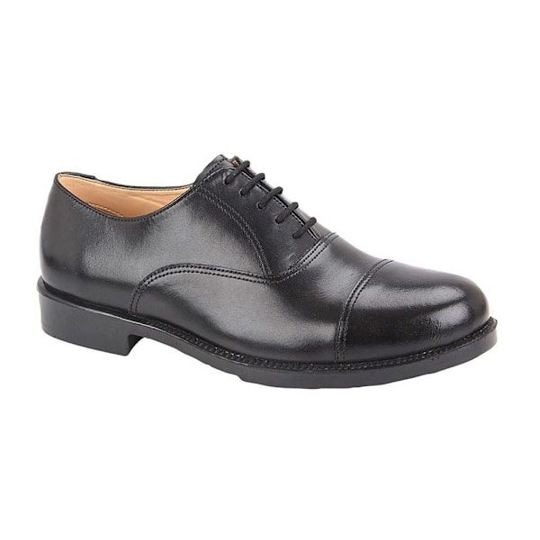 Grafters Herr Läder Capped Oxford Laced Cadet Sko 12 UK Svart Black 12 UK