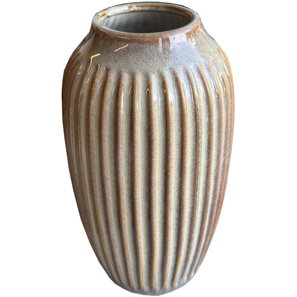 Hill Interiors Sabbia Kollektion Ribbad Vas 30cm x 18cm x 18cm Brown 30cm x 18cm x 18cm