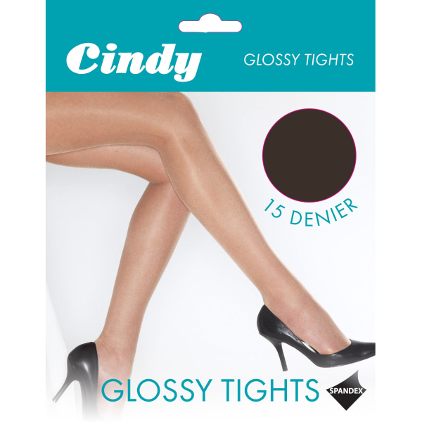 Cindy Dam/Dam 15 Denier Glossy Tights (1 par) Medium (5f) Barely Black Medium (5ft-5ft8”)