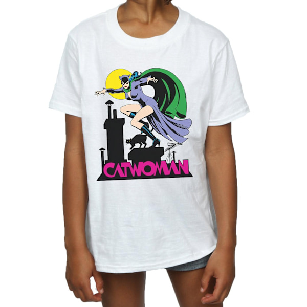 DC Comics Girls Catwoman Text Logo Bomull T-shirt 5-6 år Vit White 5-6 Years