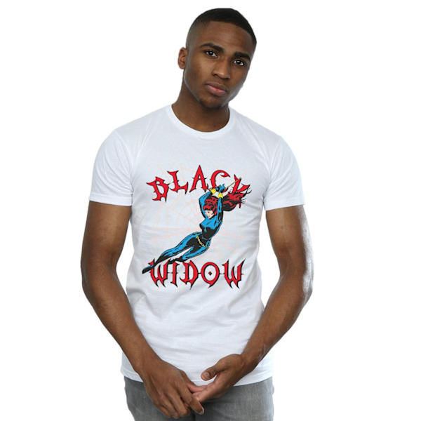 Marvel Mens Black Widow Web T-Shirt M Vit White M