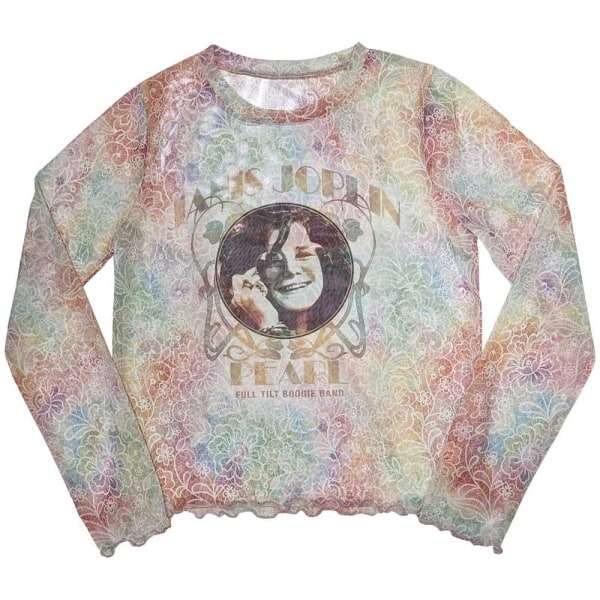 Janis Joplin Dam/Kvinnor Pärla Mesh Långärmad Crop T-Shirt White M