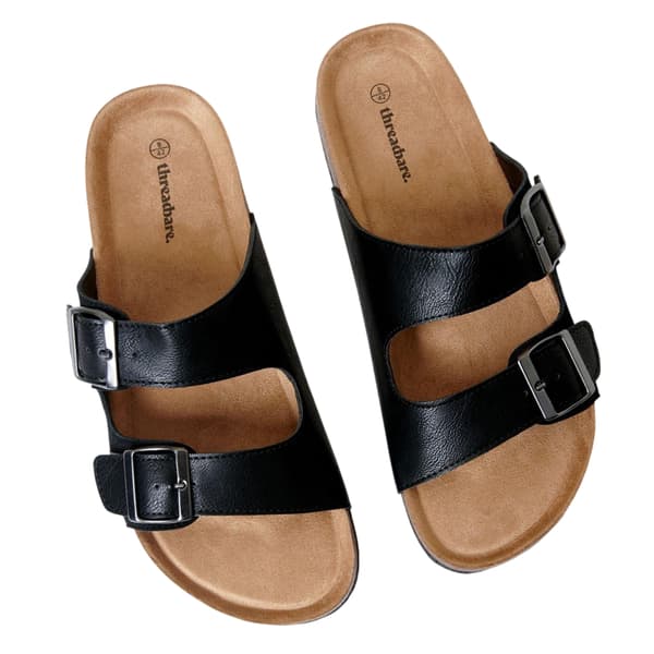 Threadbare Herr Atticus Flat Sliders med dubbla spännen 9 UK Svart Black 9 UK