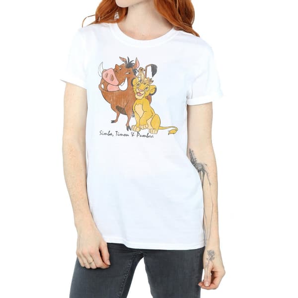Lejonkungen Dam Klassisk Simba Timon & Pumba Bomull White 3XL