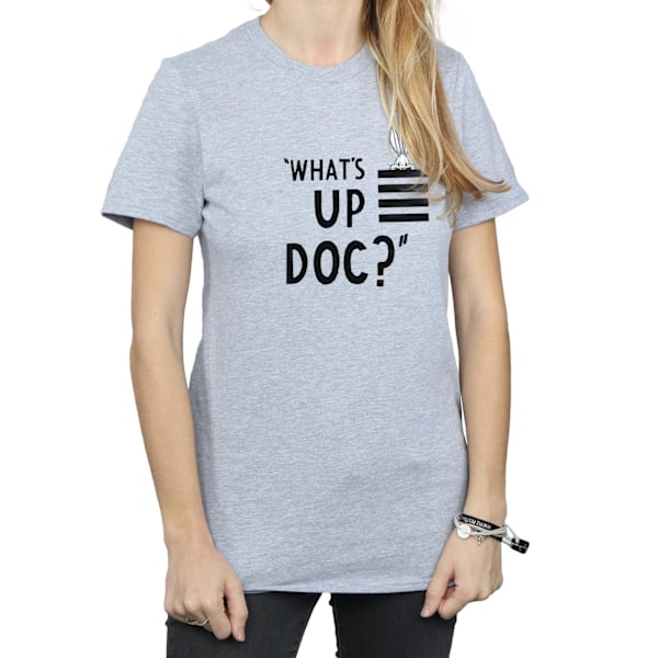 Looney Tunes Dam/Damer Bugs Bunny What´s Up Doc Stripes Bomull Boyfriend T-Shirt Sports Grey L