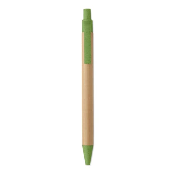 MidOcean Itea Färgad Tryckknapp Bambu & Vetehalm Kulspetspenna Green One Size