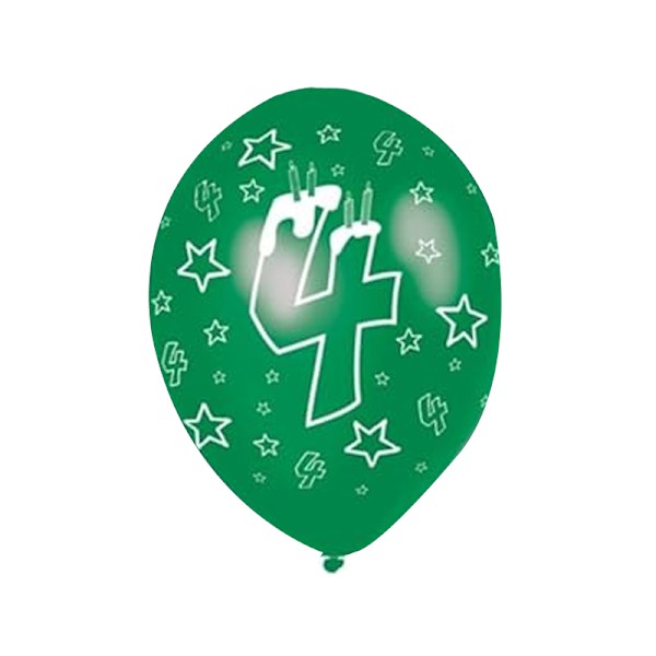 Amscan Latex 4:e födelsedagsfestballonger (6-pack) One Size Grön/Vit Green/White One Size