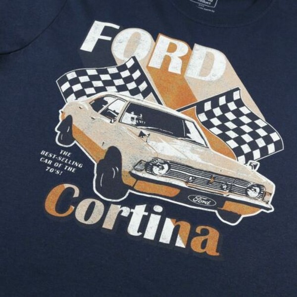 Ford Mens Cortina bomull T-shirt M Marinblå Navy M