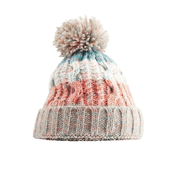 Beechfield Dam Beanie med Korkspiral Pompom, One Size, Milk Milkshake Mix One Size