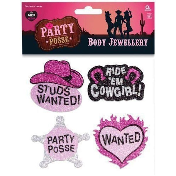 Amscan Party Posse Kostymsmycken (4-pack) One Size Rose/ Rose/Black/Silver One Size