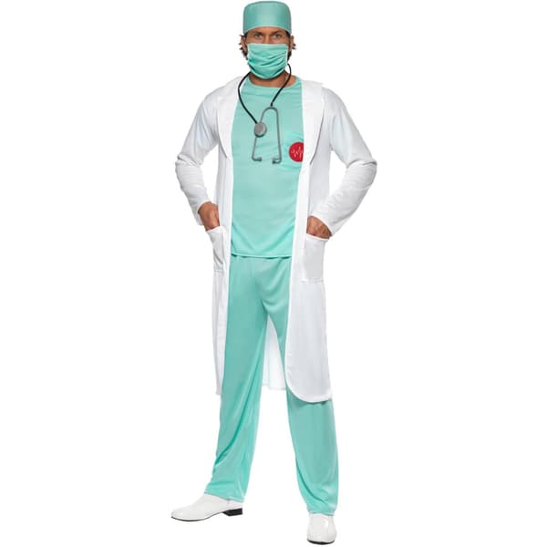 Smiffys Herr Doktor Kostymset L Grön/Vit Green/White L