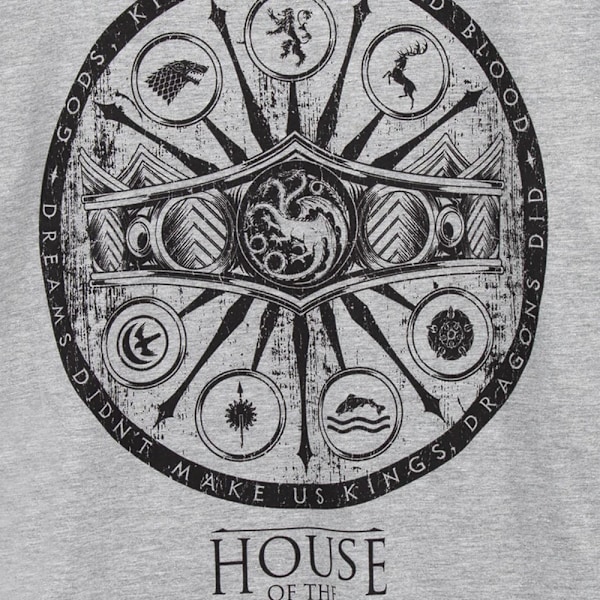 House Of The Dragon Herr Symboler Heather T-Shirt L Grå/Svart Grey/Black L