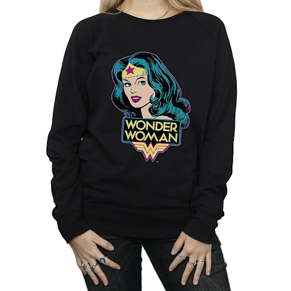 Wonder Woman Dam/Damer Huvud Bomull Sweatshirt XL Svart Black XL