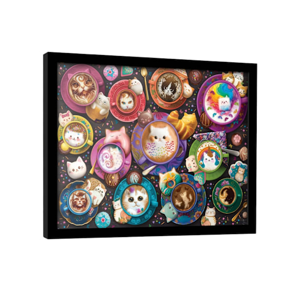 Brigid Ashwood Cat Lattes Inramad Poster 40cm x 30cm Svart/Flerfärgad Black/Multicoloured 40cm x 30cm