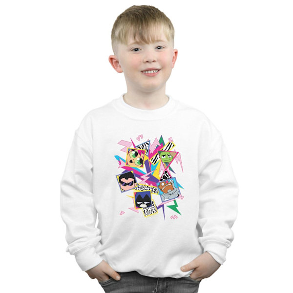 DC Comics Boys Teen Titans Go 80-talsikoner Sweatshirt 5-6 år Vit White 5-6 Years