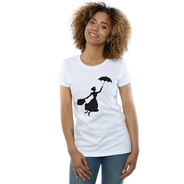 Disney Womens/Ladies Mary Poppins Flygande Silhuett Bomull T-shirt White M