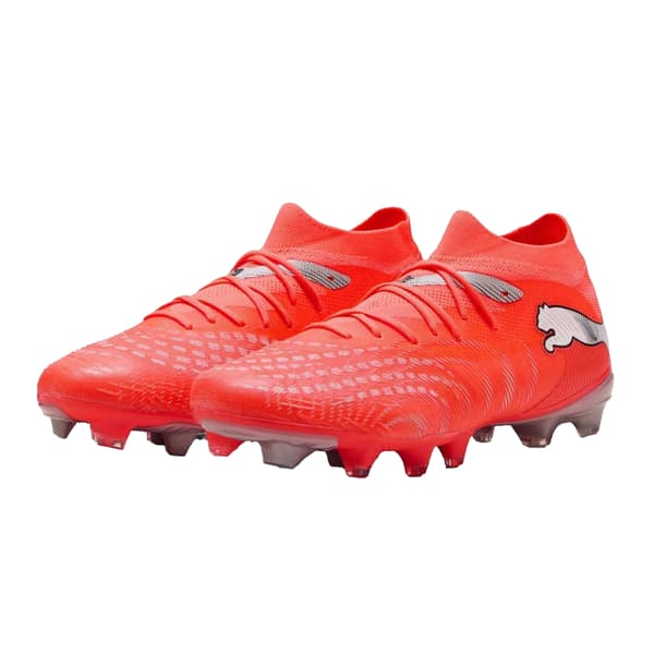 Puma Dam/Dam Future 9 Match Fotbollsskor för fast underlag 4 Red/Silver 4 UK