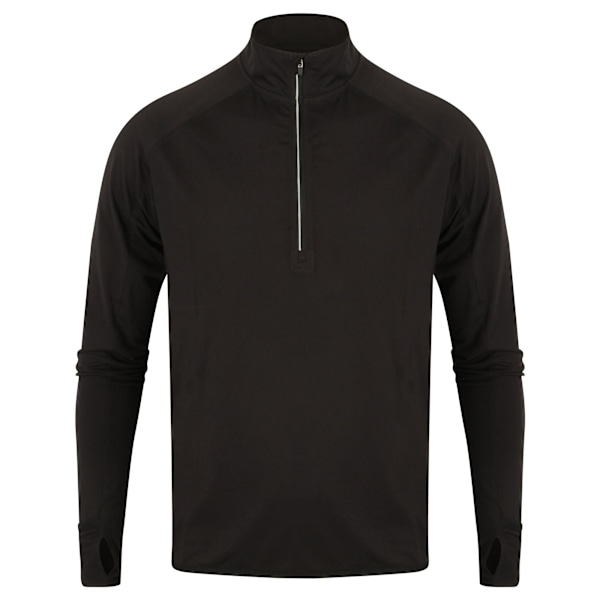 Tombo Herr Långärmad Zip Neck Performance Top XS Svart Black XS