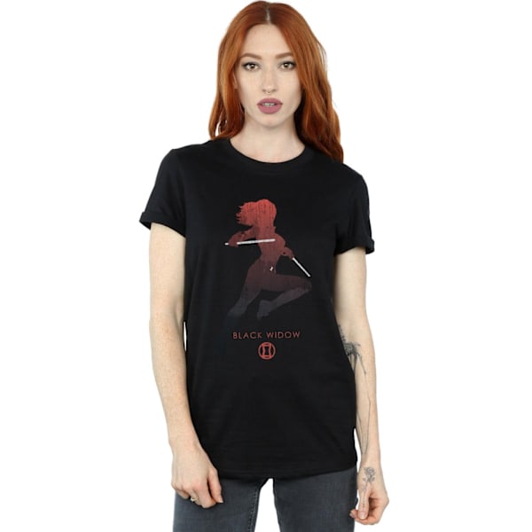 Marvel Womens/Ladies Black Widow Silhouette Cotton Boyfriend T-Shirt Black XXL