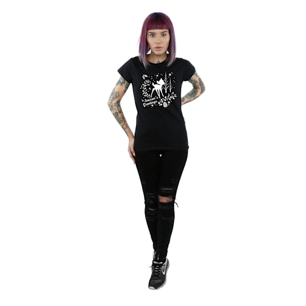 Disney Womens/Ladies Bambi Christmas Greetings Bomull T-Shirt S Black S