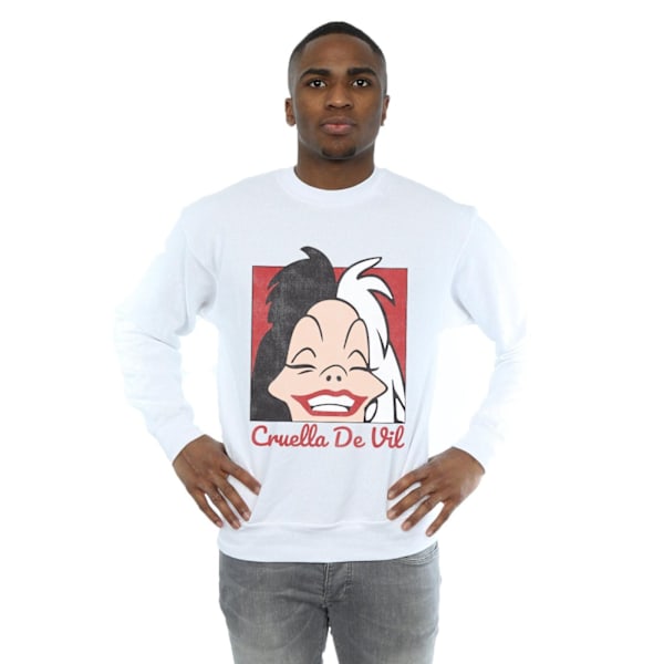 Disney Herr Cruella De Vil Cropped Head Sweatshirt XL Vit White XL