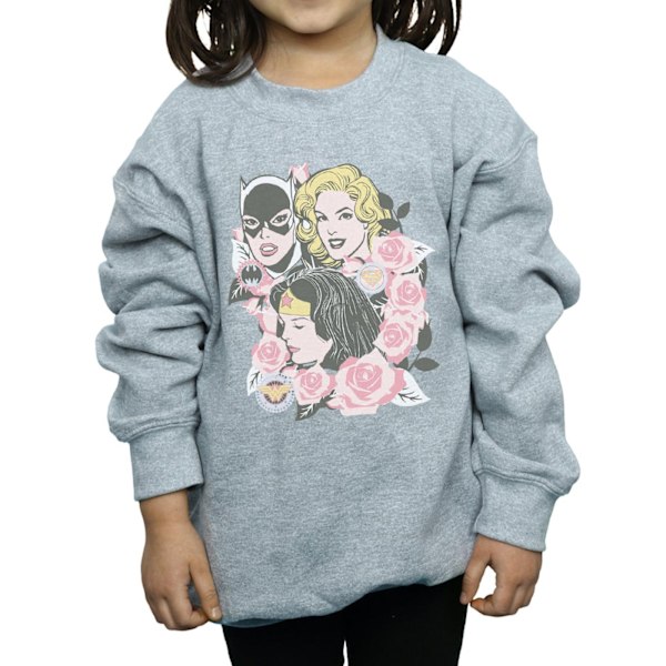 DC Comics Girls Super Powers Blommig Ram Sweatshirt 12-13 År Sports Grey 12-13 Years