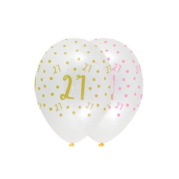 Kreativa latexballonger för 21-årsdag (6-pack) En storlek Crystal Clear/Yellow/Pink One Size