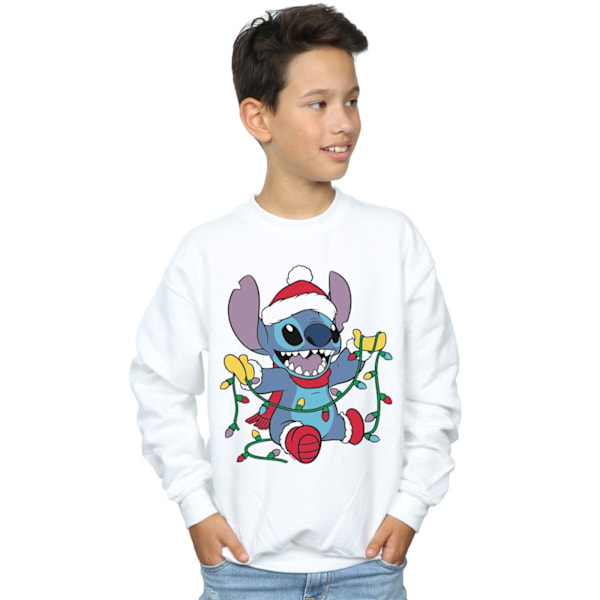 Disney Boys Lilo And Stitch Julbelysning Sweatshirt 9-11 År White 9-11 Years